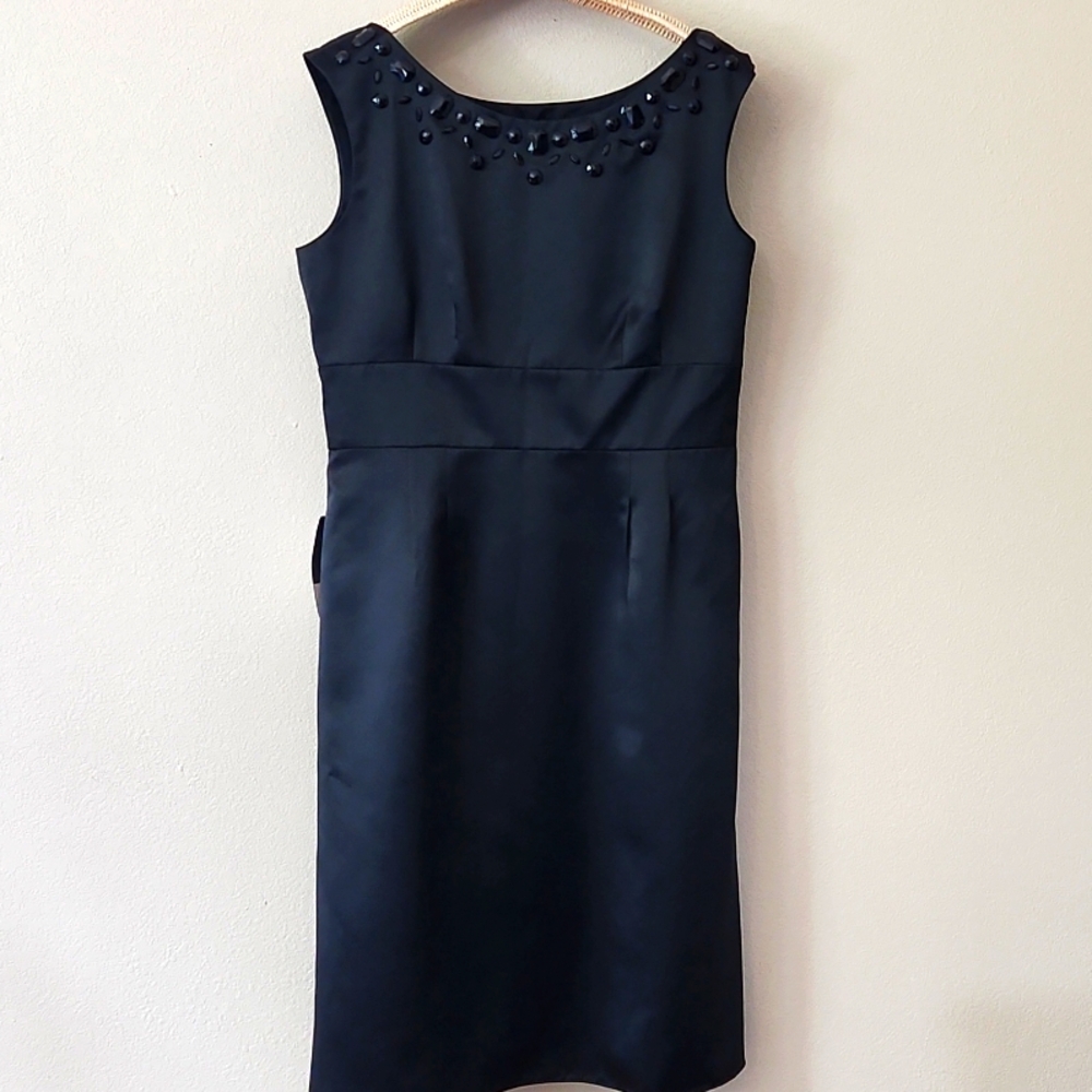 LOFT LBD Satin Beaded Dress